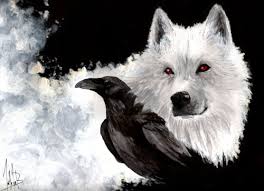 White wolf and Raven